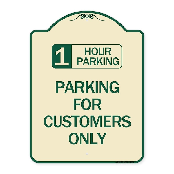 1 Hour Parking Parking for Customers Heavy-Gauge Aluminum Sign, 24" x 18", TG-1824-24651